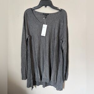 NWT Eileen Fisher Fine Tencel Alpaca Scoop Neck Ash Grey Top Size S